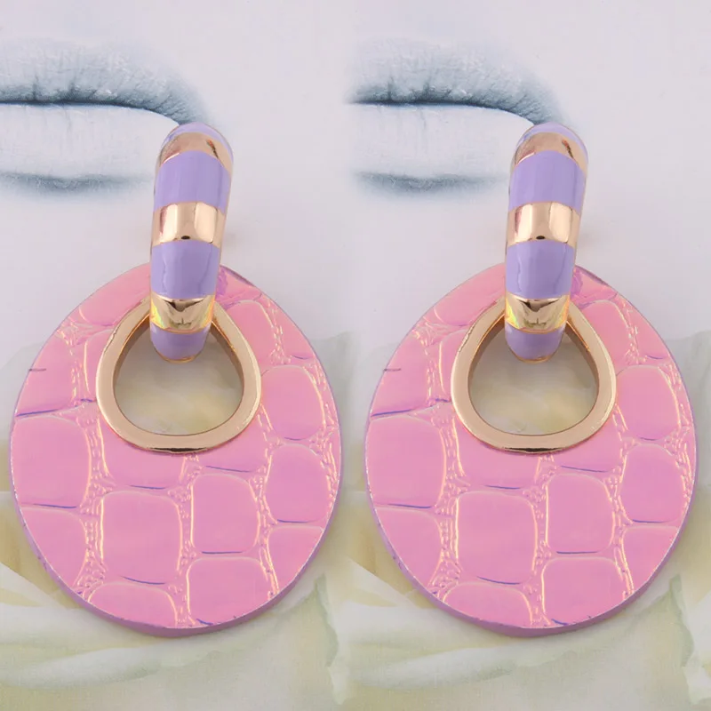 light purple pink NeeFu WoFu, большие серьги, модные ювелирные изделия, кольца с принтом для женщин, кожаные серьги orecchini, женские большие серьги Brinco Oorbellen, на Хэллоуин - Окраска металла: light purple pink