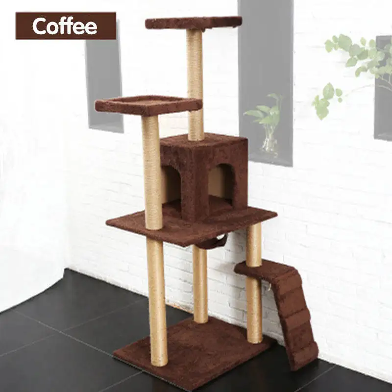 Coffee Большая сизаль-кошка домик на дереве с прыгающей платформой многофункциональная большая кошечка альпинистская рама котенок играющая игрушка для домашних животных домашняя мебель - Цвет: Coffee