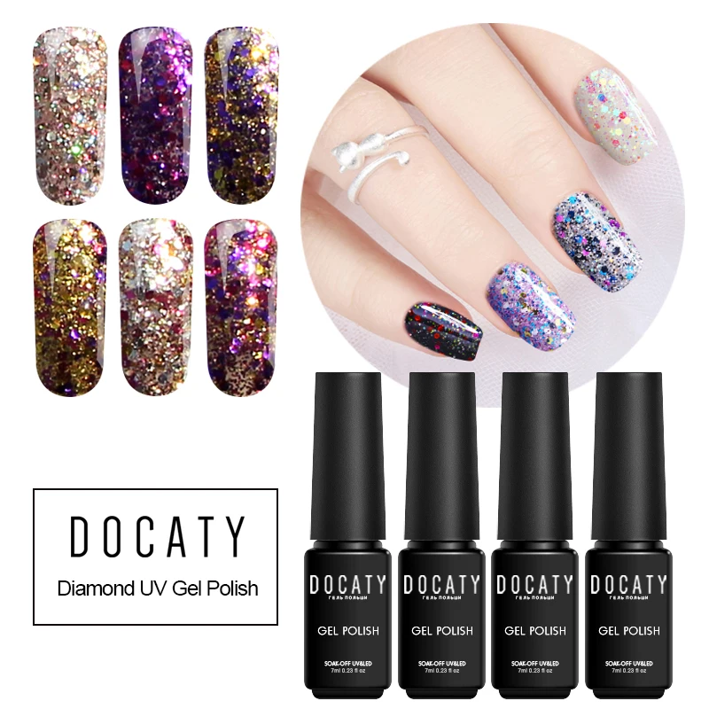 Гель лак Docaty Diamond Poly Комплект гель лака сухая краска УФ и светодиодная
