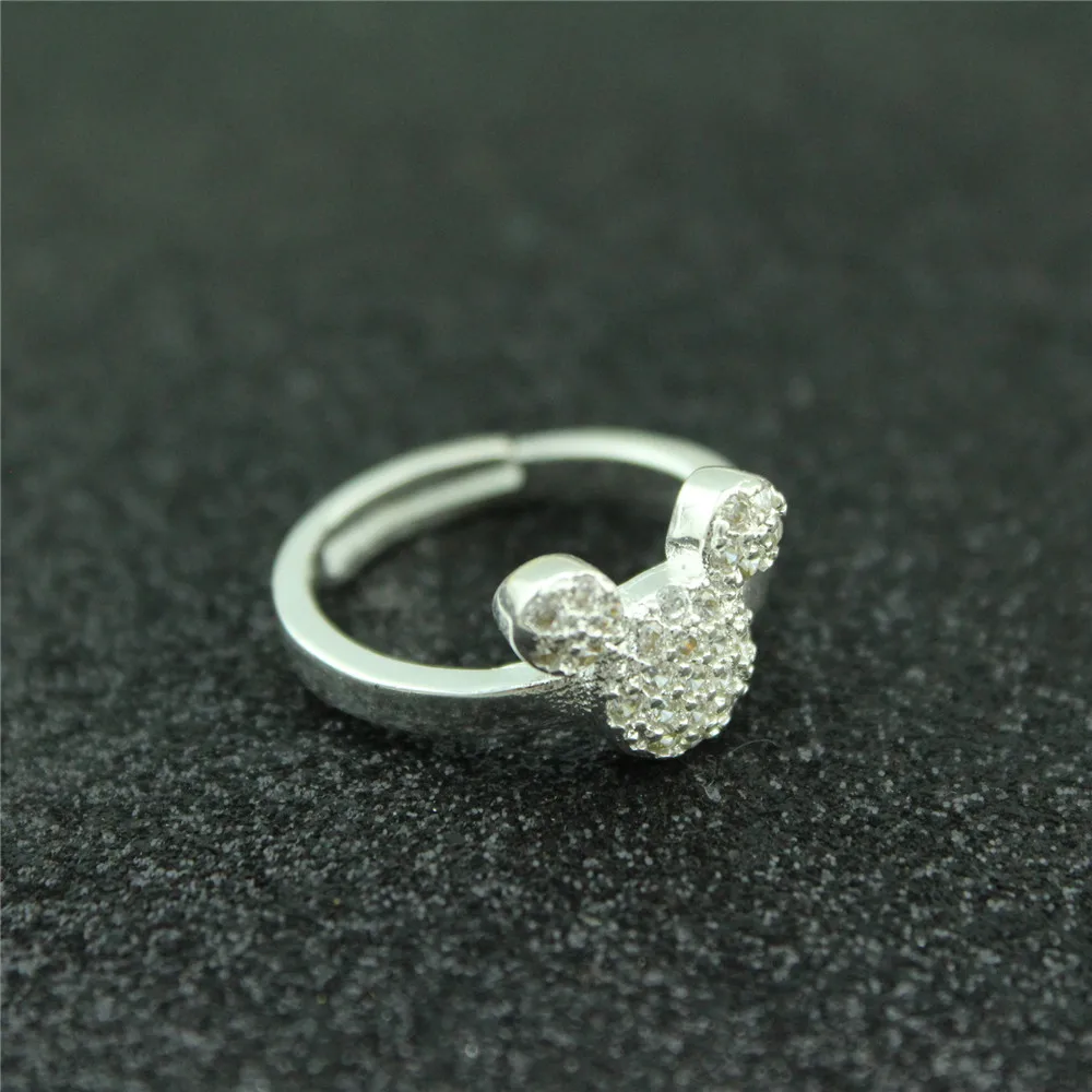 Женское кольцо с инкрустацией Микки Открытое из стерлингового серебра 925 пробы