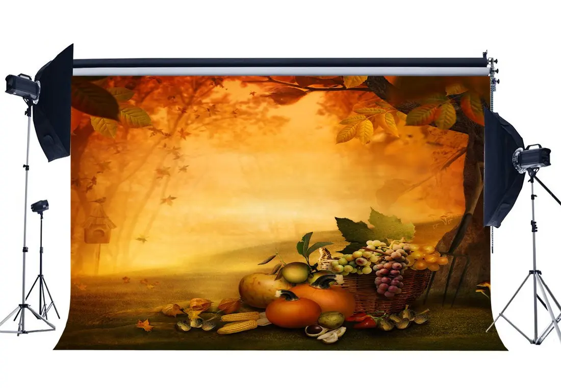 Autumn Harvest Backdrop Jungle Forest Backdrops Pumpkin Fruits Meadow Halloween Photography Background | Электроника