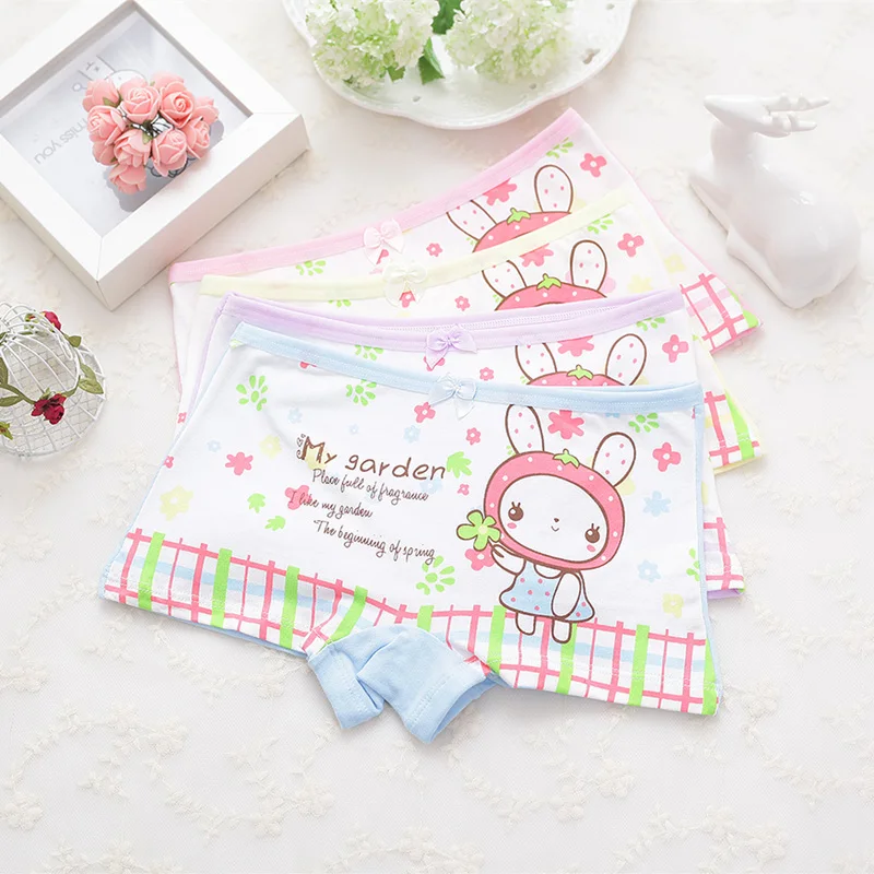 4 шт./лот нижнее белье для девочек с рисунком кролика Детские хлопковые тканевые