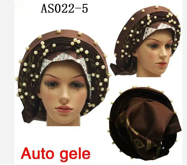 05 Новейшая Свадебная шляпка ASO OKE головной галстук золотой нигерийский уже сделанный модный головной убор для вечеринок для свадебной вечеринки тюрбан для женщин - Цвет: 05