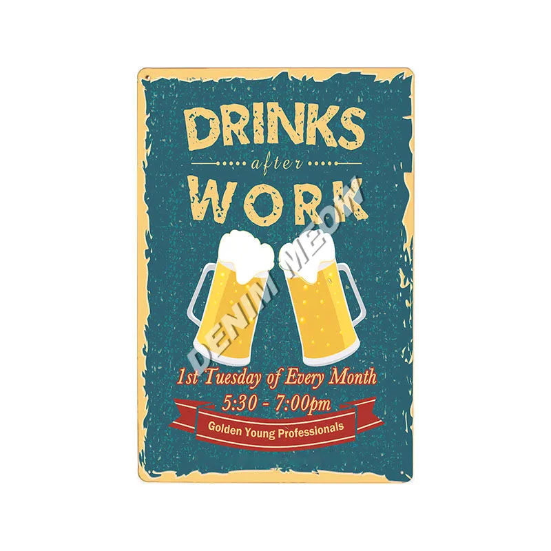 Ледяное Пиво винтажные металлические жестяные знаки Cheers Free Beer потертая шикарная табличка для бара паба украшение казино картина художественные плакаты WY52 - Цвет: 8