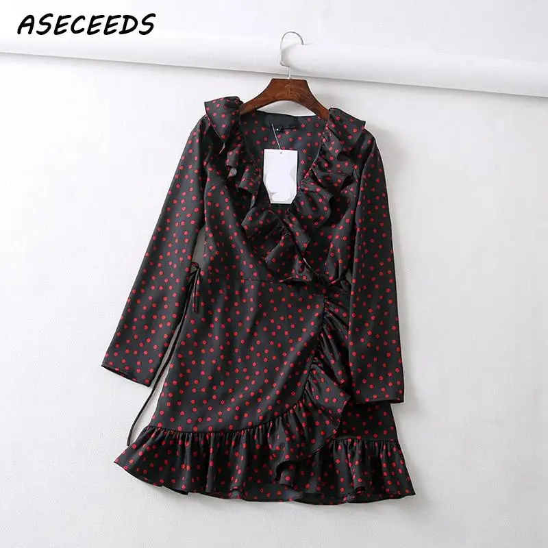 Летнее красное черное платье с оборками женское сексуальное мини корейское