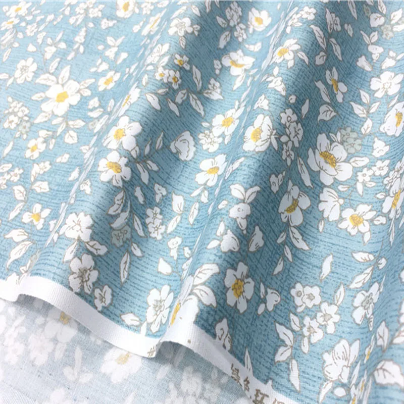 100x160 см изящный синий цвет по всему белому цветущему цвету хлопковая ткань с