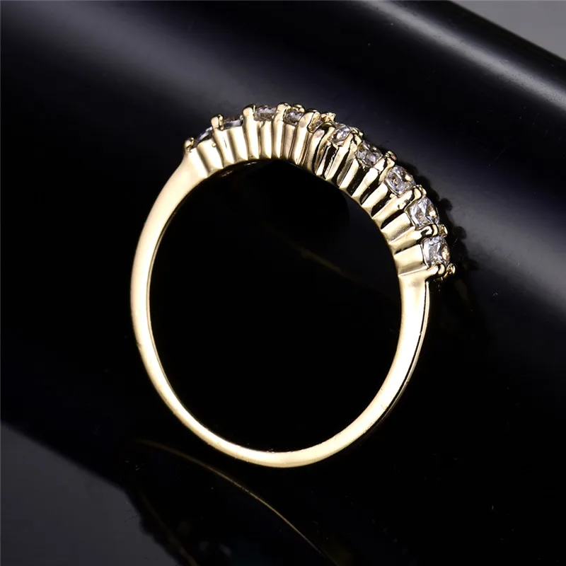 Женское кольцо для помолвки BUDONG Золотое с белым кристаллом уникальный дизайн XUR109