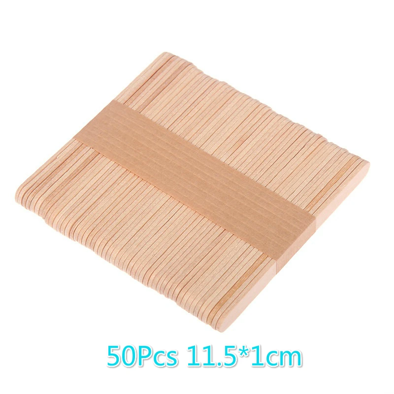 50Pcs 115x10x2mm 50 шт./лот, палочки для мороженого, натуральные деревянные палочки для мороженого, для детей, сделай сам, красочные ручные поделки, художественные инструменты для торта на палочке - Цвет: 50Pcs 115x10x2mm