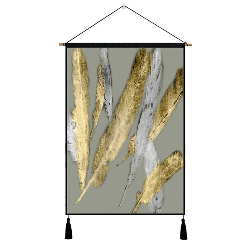 Золотой Lane шлейф пейзаж Рисование домашнего декора Настенный гобелены хлопок