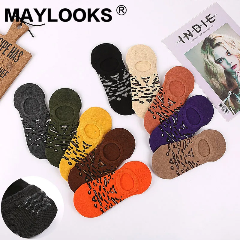 Maylooks Летние Новые Модные леопардовые Хлопковые женские личности ретро невидимые