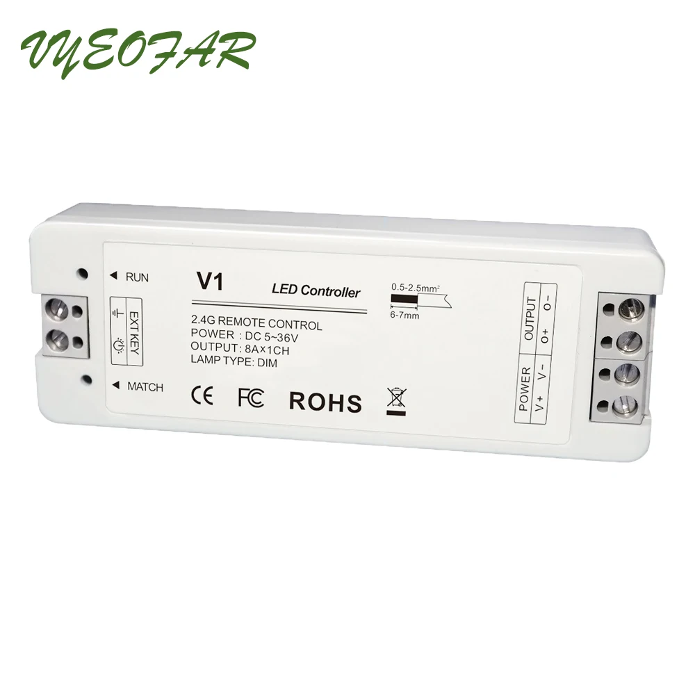 Led диммер 12 V/24 V V1 8A выход приемника с R1 беспроводной 2,4G RF Touch удаленного 3528 5050 СВЕТОДИОДНЫЙ монохромный полосный диммер