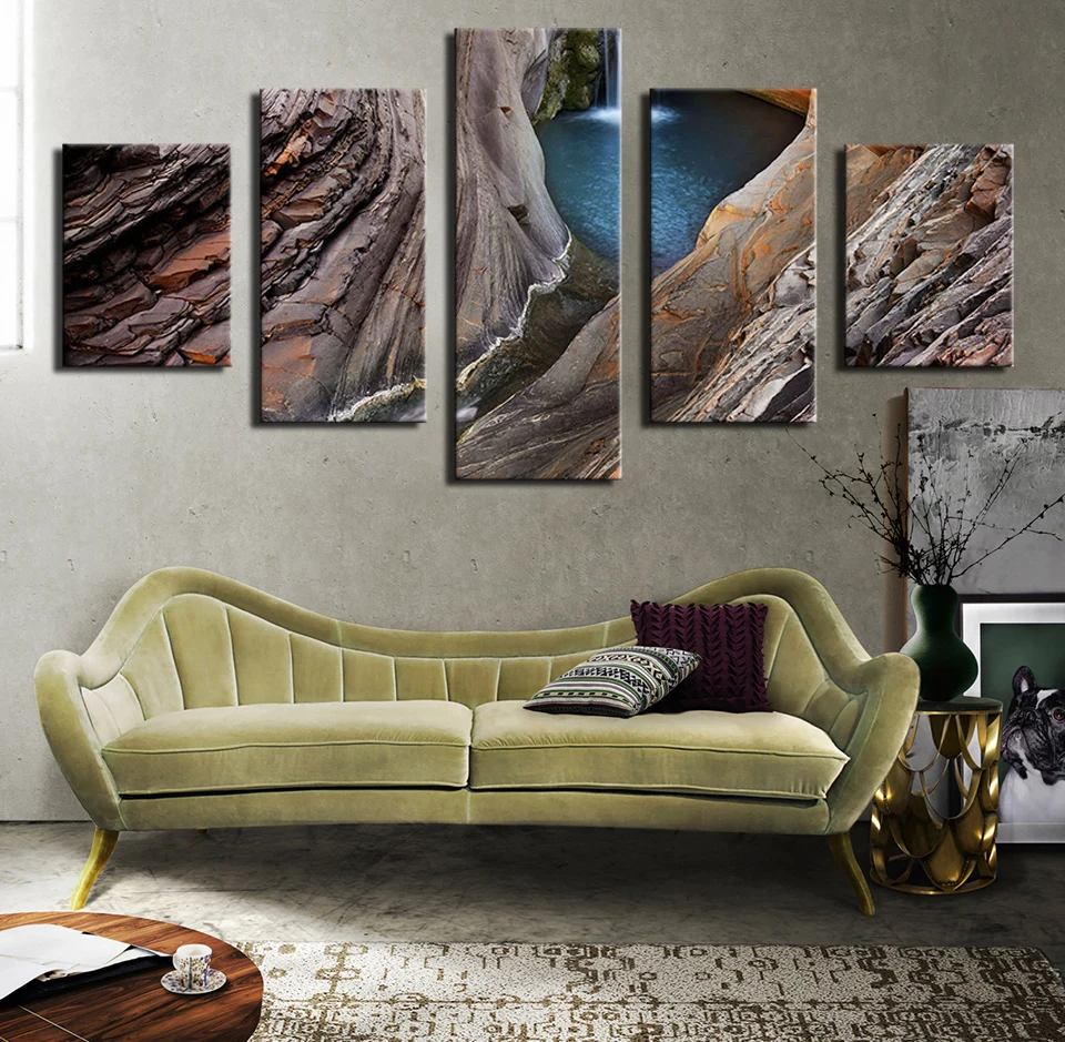 

5PCS waterfall hamers gorge national park australia Wall Painting Home Decorative Art Picture Paint on Canvas Print no frame