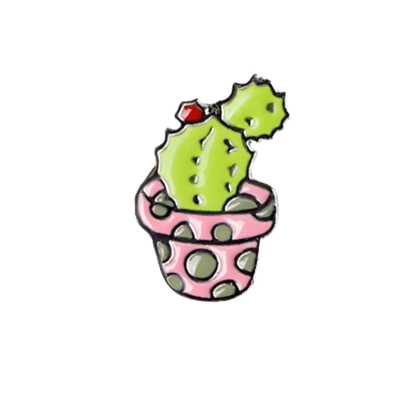 cactus 14 Несколько стилей, мультяшная брошь с растением, Мини милый кактус, эмалированная булавка, зеленые значки с растениями в горшках для женщин и мужчин, нагрудные булавки, ювелирное изделие, подарок - Окраска металла: cactus 14