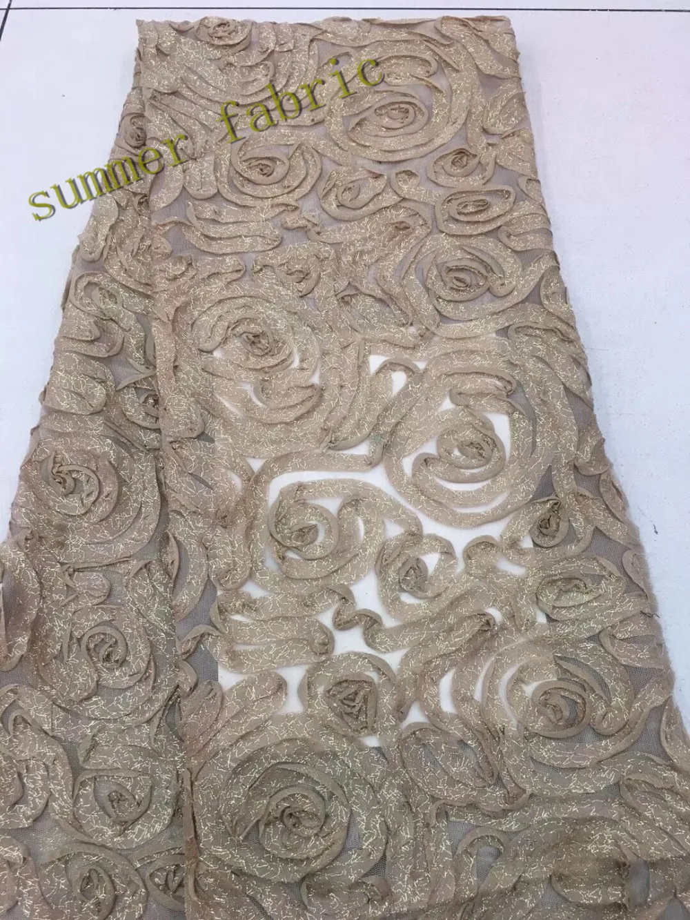 (5yards/pcs) Flower embroidery French tulle lace fabric Black gold thread african french high quality | Дом и сад