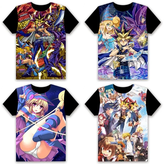 Мужская футболка аниме Yu-Gi-Oh! Дуэль Монстры печатных косплей с коротким рукавом унисекс Повседневная Черная футболка топы Летняя забавная рубашка