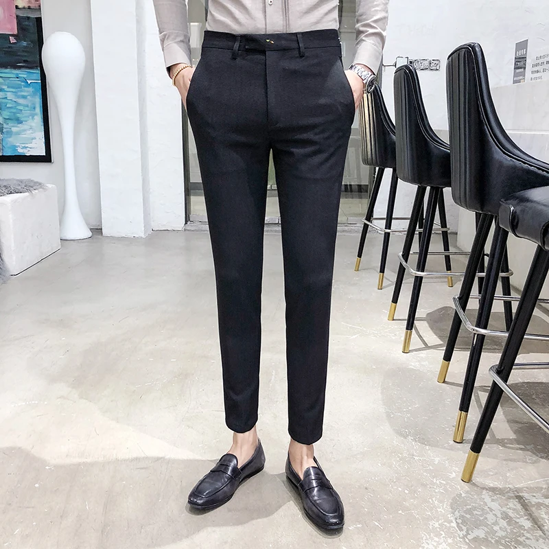 Британский стиль костюм брюки мужские модные 2019 Осень Зима Новое Платье Мужские s