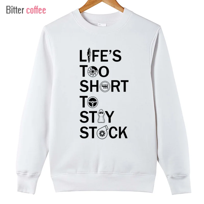Толстовка мужская с принтом LIFE IS TOO SHORT STAY STOCK смешная зимняя кофта капюшоном
