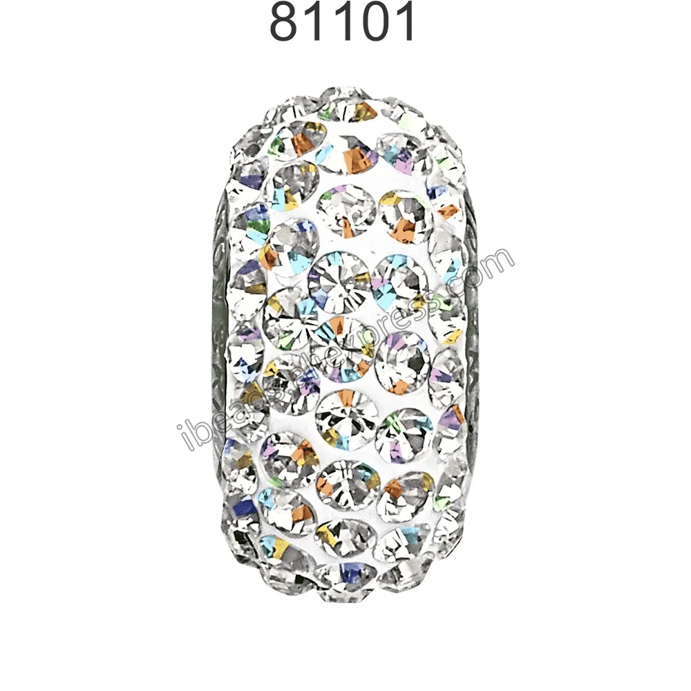 Crystal 001 AB 1 шт.) Кристалл от Swarovski 81101 тонкий Becharmed& Pave бисер Подходит для брендовых браслетов и ювелирных изделий - Цвет: Crystal 001 AB
