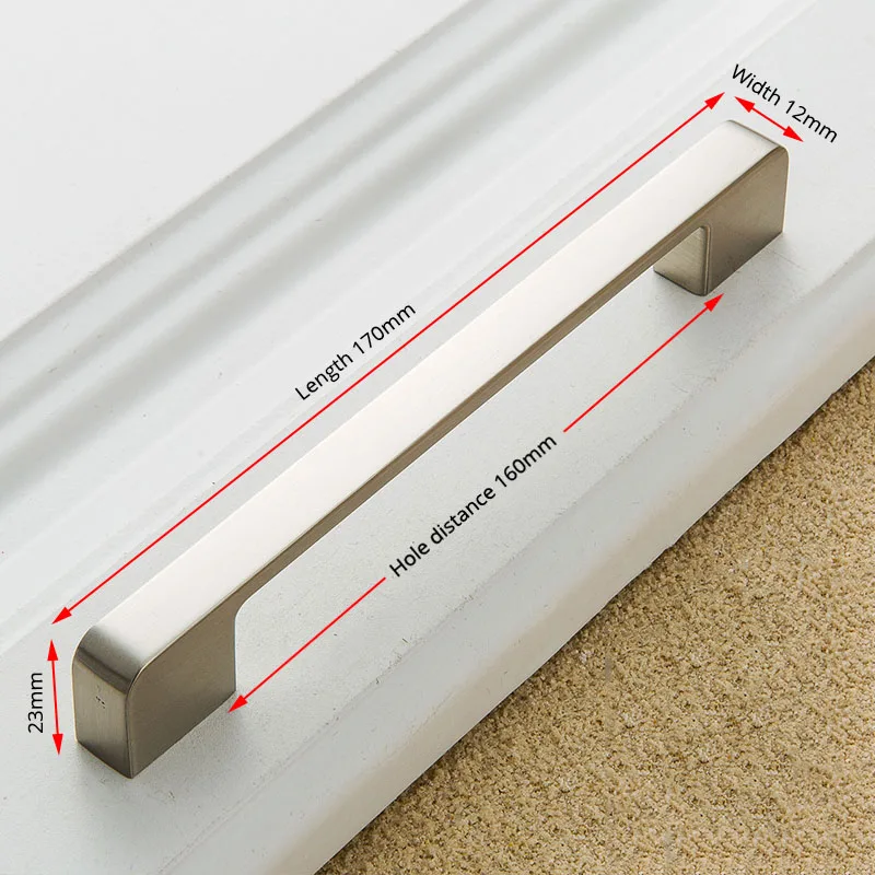 Brushed silver 160mm NAIERDI цинковый Aolly черный шкаф ручки американский стиль кухонный шкаф ручки для выдвижных ящиков модная Мебельная ручка - Цвет: Brushed silver 160mm