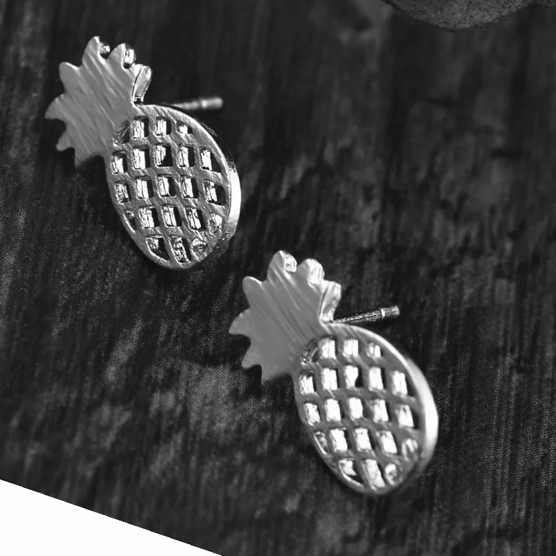 Фруктовые серьги золотого и серебряного цвета 2017 новые модные пусеты с рисунком