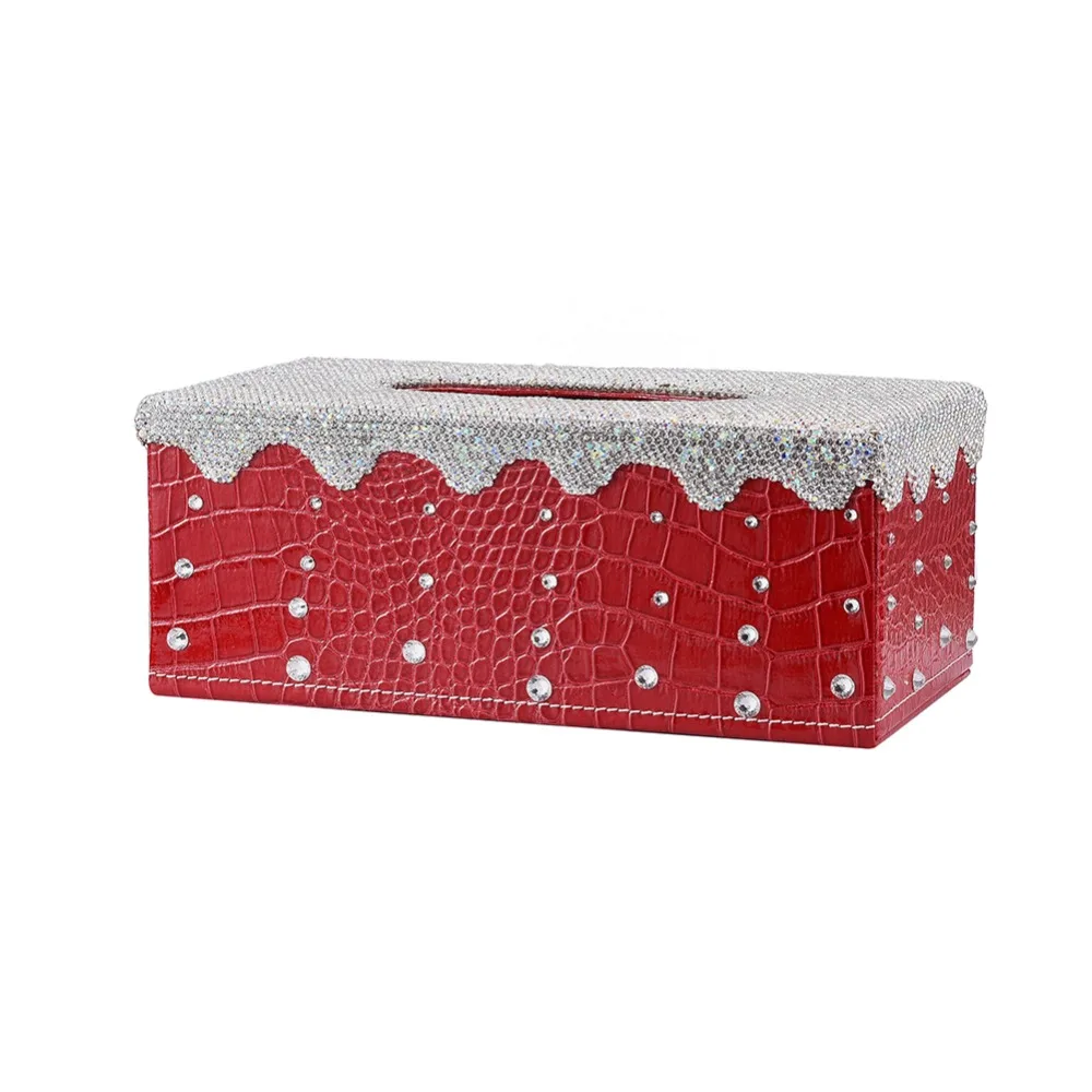 Shinny Car Organizer Cover Case For Paper Tissue Box Cover Rectangular Holder for Home Car Office Decor