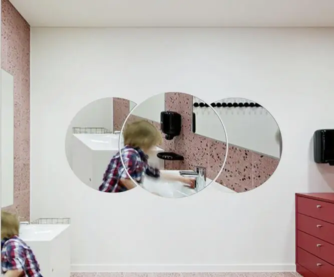 60*30 см большая круглая полукруглая простая настенная Зеркальная Наклейка 3d