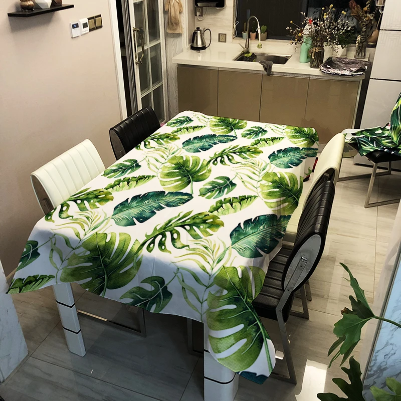 Зеленая скатерть растение креативный красочный узор полиэстер удобная