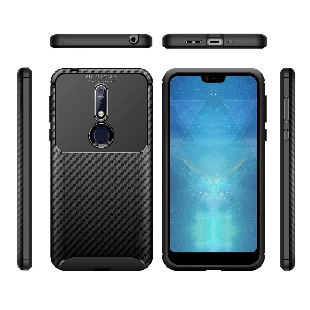 Чехол для Nokia 2 1 3 5 6 7 8 Plus X5 X6 X7 мягкий силиконовый чехол из углеродного волокна 9