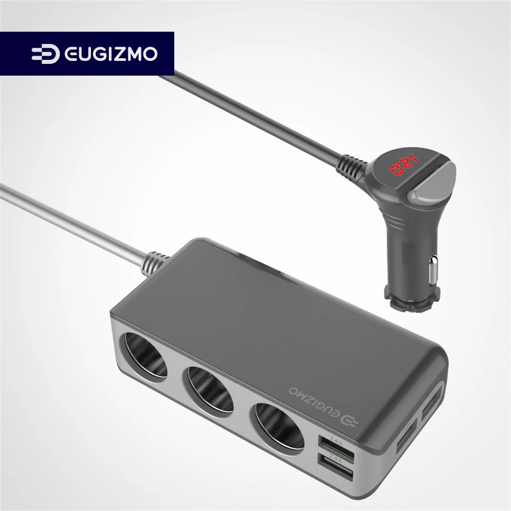 4 USB порта 3 способа автомобильного прикуривателя Разветвитель гнездо зарядное устройство DC 12~ 24 В Прикуриватель разъем Черный