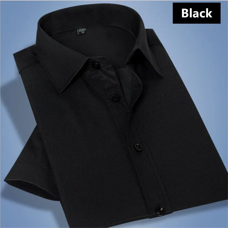 Quality Goods Business Men Shirt Solid Color Summer Shorts Sleeve White Men's Clothing Shirts Tops Plus Size Office OL | Мужская