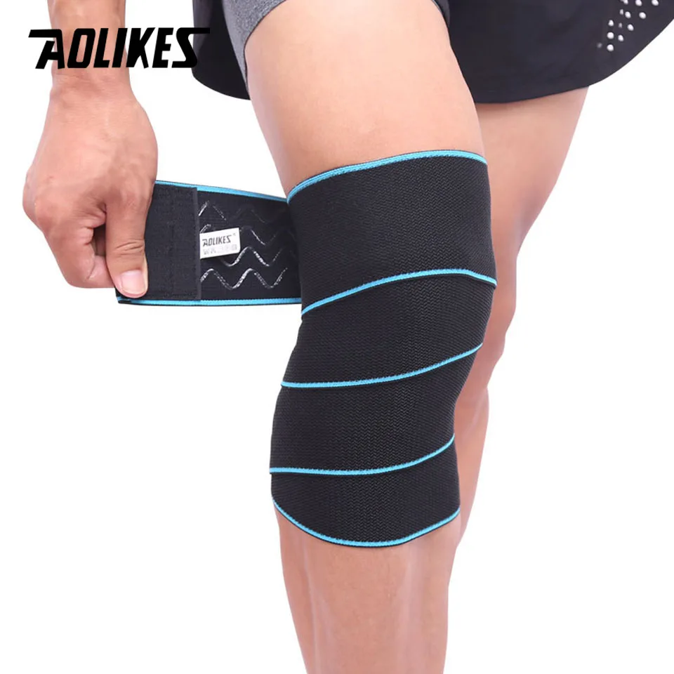 

AOLIKES 1PCS Sports Wrapped Compression Protective Knee Bandages Elastic WeightLifting Fitness Prevent Knee Sprain