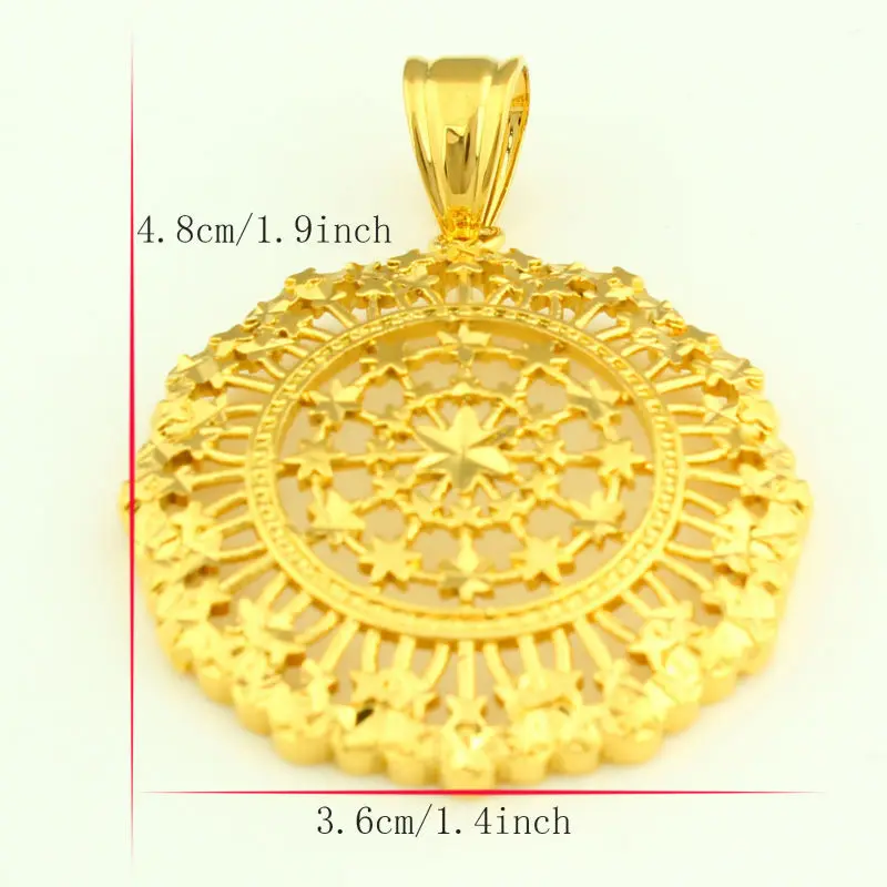 Эфиопский круглый кулон ожерелье для мужчин и женщин Золотой Цвет изысканные