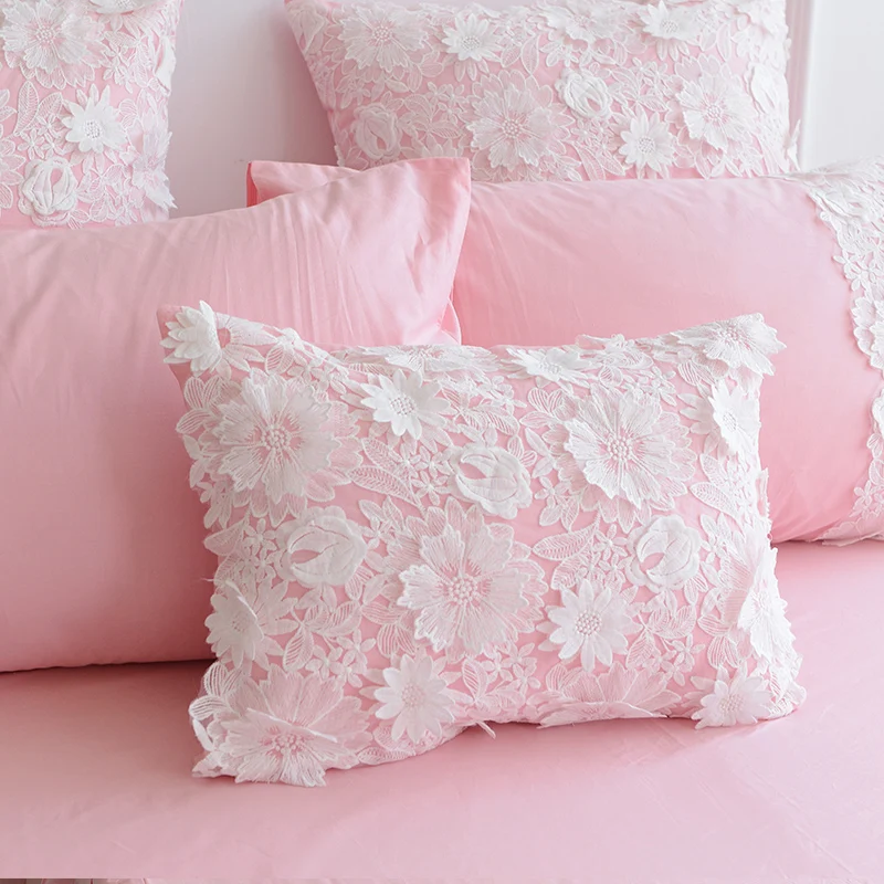 Новый стиль принцессы розовый серый синий белый 100% хлопок Свадебный Комплект