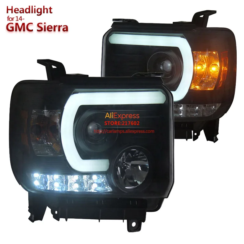 

SONAR brand for GMC Sierra Projector Headlights Low Beam with Bi-xenon Lens, with Tube light 2014 up Easy Installation