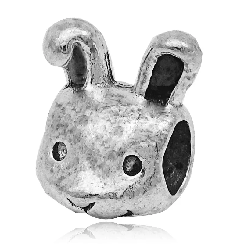 rabbit 45 стильных европейских серебряных сплавов бусинки с большими отверстиями подходят к оригиналу Pandora талисманы Браслет безделушка ювелирные изделия для женщин - Цвет: rabbit