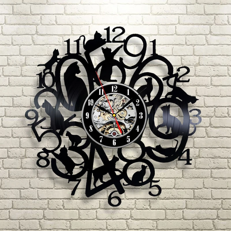 12 дюймов креативные милые кошки эксклюзивные настенные часы сделаны из