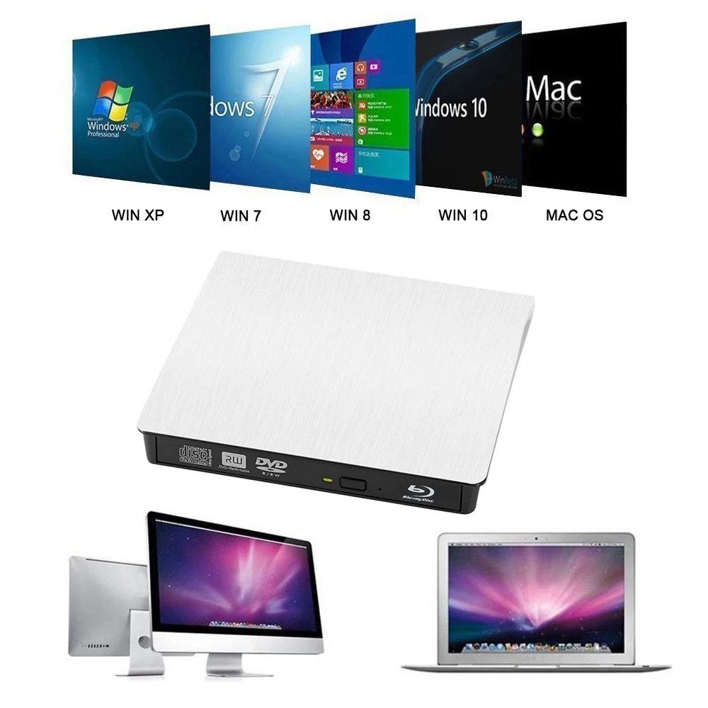 Blu Ray плеер USB 3 0 Внешний Оптический привод DVD горелка BD ROM портативный для Asus Samsung Acer