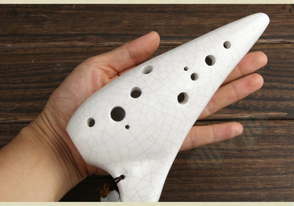 

High Quality! Ocarina Flute 12 Hole SC Ceramic Instrument White Best Gift