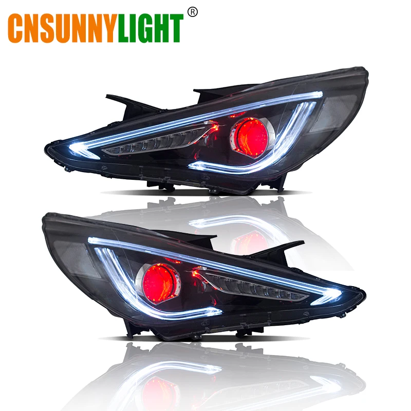 Тип СВЕТОДИОДА направленного света CNSUNNYLIGHT-для hyundai Sonata 2011/2012/2013/ Автомобильные фары в сборе W/светодиодный демон Eyes DRL указатели поворота Plug& Play