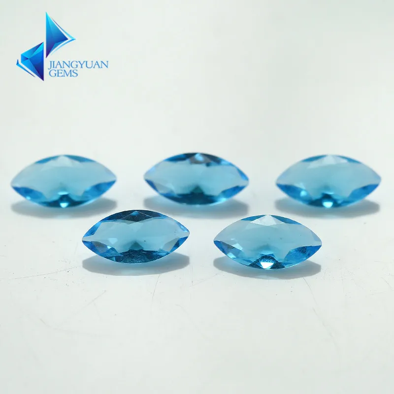 

Size 1.5x3~8x16mm Sea Blue Color Marquise Shape Machine Cut Loose Glass Gems stone Glass Beads Synthetic Gems