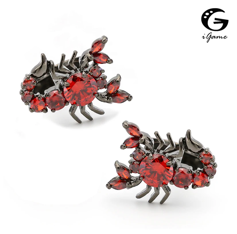 

iGame Scorpion Cufflinks 2 Colors Option Cool Vintage Luxury Handmade Crystal Design Quality Brass Cuff Links