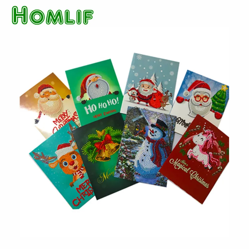

DIY 5D Diamond Painting Christmas Greeting Cards 8 Pieces One Set 13X18 CM kerstkaarten 3d diamond painting kerstkaarten