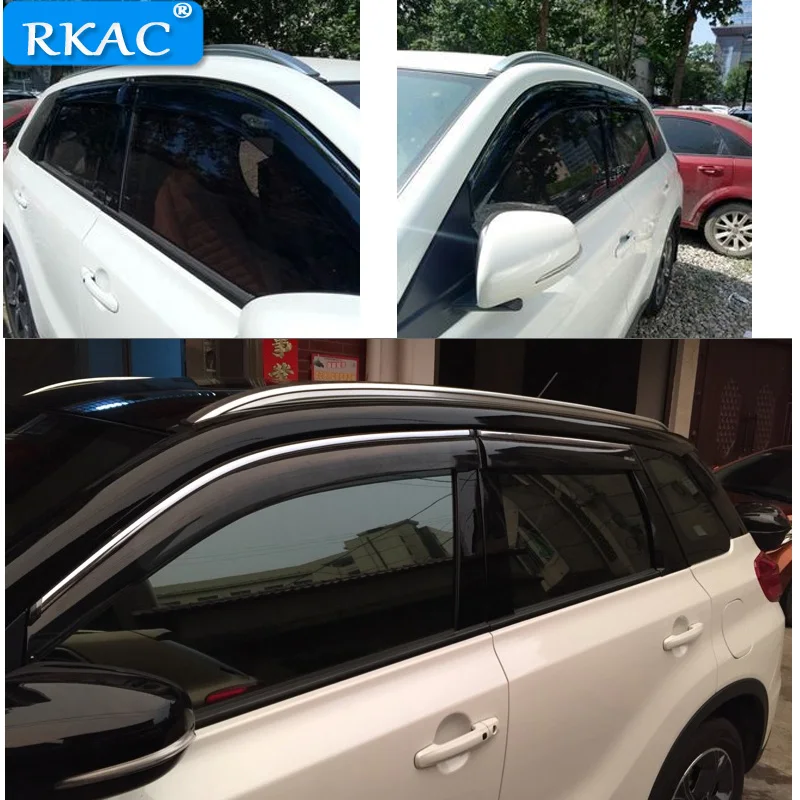 RKAC For Suzuki Vitara 2016 - 2018 car body styling Stick lamp plastic Window glass Wind Visor Rain/Sun Guard Vent 4pcs | Автомобили и