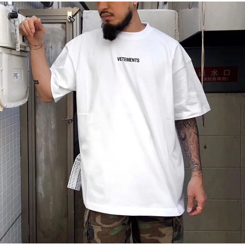 Черный белый цвет Vetements футболки женские Men1:1 свободный хлопковый торговая марка