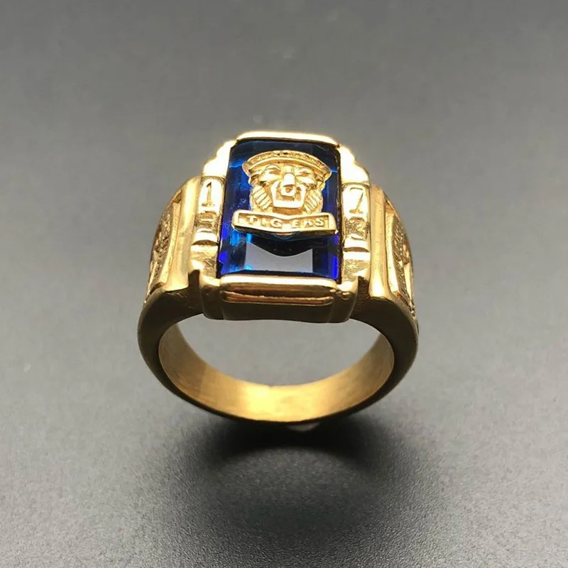 Titanium Steel Men's Signet Ring 1973 Walton Tiger Head Navy Rings For Men Vintage Jewelry Commemorate Accessories | Украшения и