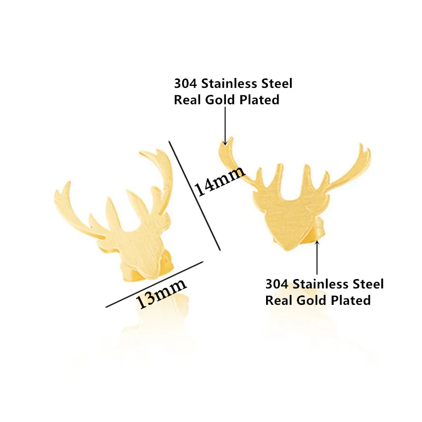 Small Deer Antler Horn Reindeer Stud Earrings For Mom Sister Children Best Friend Christmas Gifts Stainless Steel Brincos Bijoux|stud earrings|best
