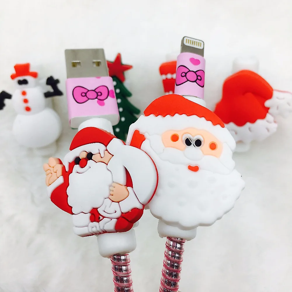 Защитный чехол для кабеля зарядного устройства USB в рождественском стиле