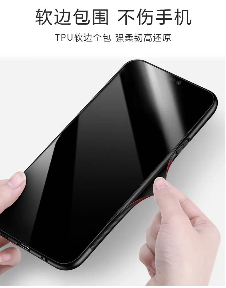 Tempered Glass Case for OnePlus 6 1+6 Gradient Color Hard Back Cover One Plus Soft TPU Silicone Bumper On For 6.28'' |