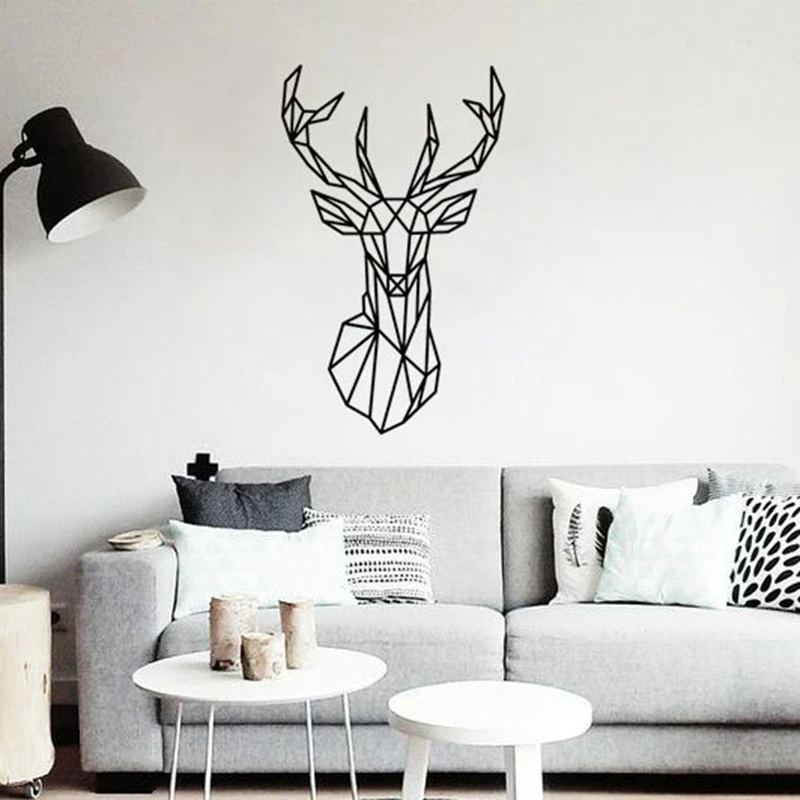 Geometric Deer Head Wall Sticker - Vinyl Wall Art Custom Home Decor - Geometry Animal Series Decals - 3D - 5 Sizes image 4
