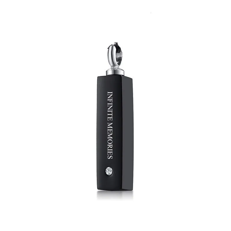 Black pendant Бесконечные воспоминания черный Бар CZ пепел подвеска урна ожерелье для мужчин и женщин нержавеющая сталь зола после кремации ювелирные изделия гравировка - Окраска металла: Black pendant